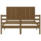 vidaXL Estructura de cama matrimonio con cabecero madera marrón miel vidaXL Estructura de cama matrimonio con cabecero madera marrón miel