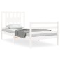 vidaXL Estructura de cama con cabecero madera maciza blanco vidaXL Estructura de cama con cabecero madera maciza blanco