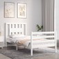 vidaXL Estructura de cama con cabecero madera maciza blanco vidaXL Estructura de cama con cabecero madera maciza blanco