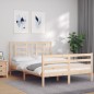vidaXL Estructura de cama con cabecero madera maciza 140x200 cm vidaXL Estructura de cama con cabecero madera maciza 140x200 cm