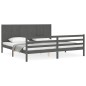 vidaXL Estructura de cama con cabecero madera maciza gris 200x200 cm vidaXL Estructura de cama con cabecero madera maciza gris 200x200 cm