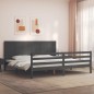 vidaXL Estructura de cama con cabecero madera maciza gris 200x200 cm vidaXL Estructura de cama con cabecero madera maciza gris 200x200 cm
