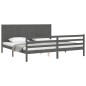 vidaXL Estructura de cama con cabecero madera maciza gris 200x200 cm vidaXL Estructura de cama con cabecero madera maciza gris 200x200 cm