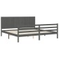 vidaXL Estructura de cama con cabecero madera maciza gris 200x200 cm vidaXL Estructura de cama con cabecero madera maciza gris 200x200 cm