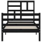 vidaXL Estructura de cama con cabecero madera maciza negro 90x200 cm