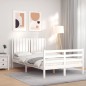 vidaXL Estructura de cama con cabecero madera maciza blanco 120x200 cm
