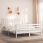 vidaXL Estructura de cama matrimonio con cabecero madera maciza blanco vidaXL Estructura de cama matrimonio con cabecero madera maciza blanco
