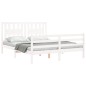 vidaXL Estructura de cama matrimonio con cabecero madera maciza blanco vidaXL Estructura de cama matrimonio con cabecero madera maciza blanco