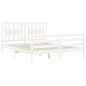 vidaXL Estructura de cama matrimonio con cabecero madera maciza blanco vidaXL Estructura de cama matrimonio con cabecero madera maciza blanco