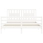 vidaXL Estructura de cama matrimonio con cabecero madera maciza blanco vidaXL Estructura de cama matrimonio con cabecero madera maciza blanco