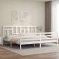 vidaXL Estructura cama de matrimonio con cabecero madera maciza blanco