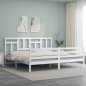 vidaXL Estructura cama de matrimonio con cabecero madera maciza blanco