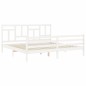 vidaXL Estructura cama de matrimonio con cabecero madera maciza blanco