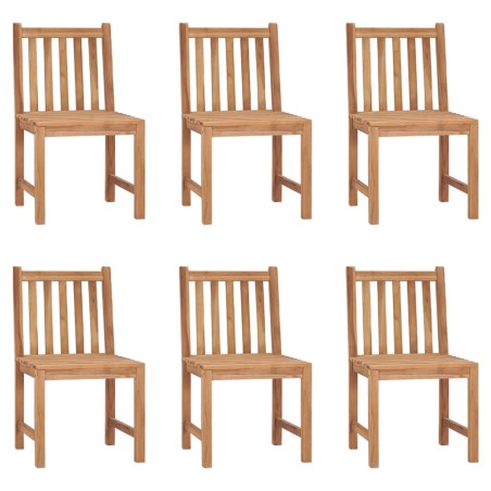 vidaXL Sillas de jardín 6 unidades con cojines madera maciza de teca