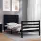 vidaXL Estructura de cama con cabecero madera maciza negro 90x200 cm vidaXL Estructura de cama con cabecero madera maciza negro 90x200 cm