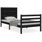 vidaXL Estructura de cama con cabecero madera maciza negro 90x200 cm vidaXL Estructura de cama con cabecero madera maciza negro 90x200 cm