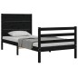 vidaXL Estructura de cama con cabecero madera maciza negro 90x200 cm vidaXL Estructura de cama con cabecero madera maciza negro 90x200 cm