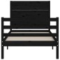 vidaXL Estructura de cama con cabecero madera maciza negro 90x200 cm vidaXL Estructura de cama con cabecero madera maciza negro 90x200 cm