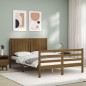 vidaXL Estructura cama y cabecero madera maciza marrón miel 140x200 cm vidaXL Estructura cama y cabecero madera maciza marrón miel 140x200 cm