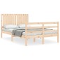 vidaXL Estructura de cama de matrimonio con cabecero madera maciza vidaXL Estructura de cama de matrimonio con cabecero madera maciza