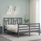 vidaXL Estructura de cama con cabecero madera maciza gris 140x200 cm vidaXL Estructura de cama con cabecero madera maciza gris 140x200 cm