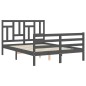 vidaXL Estructura de cama con cabecero madera maciza gris 140x200 cm vidaXL Estructura de cama con cabecero madera maciza gris 140x200 cm