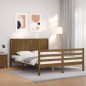 vidaXL Estructura de cama matrimonio con cabecero madera marrón miel