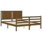 vidaXL Estructura de cama matrimonio con cabecero madera marrón miel