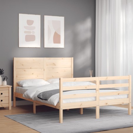 vidaXL Estructura de cama con cabecero madera maciza 120x200 cm