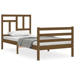 vidaXL Estructura cama y cabecero madera maciza marrón miel 100x200 cm
