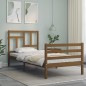 vidaXL Estructura cama y cabecero madera maciza marrón miel 100x200 cm vidaXL Estructura cama y cabecero madera maciza marrón miel 100x200 cm