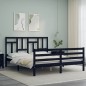 vidaXL Estructura de cama con cabecero madera maciza negro 160x200 cm vidaXL Estructura de cama con cabecero madera maciza negro 160x200 cm