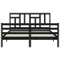 vidaXL Estructura de cama con cabecero madera maciza negro 160x200 cm vidaXL Estructura de cama con cabecero madera maciza negro 160x200 cm