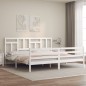 vidaXL Estructura de cama con cabecero madera maciza blanco 200x200 cm vidaXL Estructura de cama con cabecero madera maciza blanco 200x200 cm