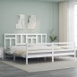 vidaXL Estructura de cama con cabecero madera maciza blanco 200x200 cm vidaXL Estructura de cama con cabecero madera maciza blanco 200x200 cm