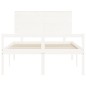 vidaXL Cama para personas mayores con cabecero madera maciza blanco vidaXL Cama para personas mayores con cabecero madera maciza blanco