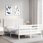 vidaXL Estructura de cama con cabecero madera maciza blanco 120x200 cm vidaXL Estructura de cama con cabecero madera maciza blanco 120x200 cm