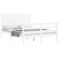 vidaXL Estructura de cama con cabecero madera maciza blanco 120x200 cm vidaXL Estructura de cama con cabecero madera maciza blanco 120x200 cm