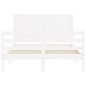 vidaXL Estructura de cama con cabecero madera maciza blanco 120x200 cm vidaXL Estructura de cama con cabecero madera maciza blanco 120x200 cm