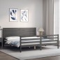 vidaXL Estructura de cama con cabecero madera maciza gris 200x200 cm vidaXL Estructura de cama con cabecero madera maciza gris 200x200 cm
