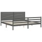 vidaXL Estructura de cama con cabecero madera maciza gris 200x200 cm vidaXL Estructura de cama con cabecero madera maciza gris 200x200 cm