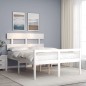 vidaXL Cama personas mayores cabecero madera maciza blanco 120x200 cm vidaXL Cama personas mayores cabecero madera maciza blanco 120x200 cm