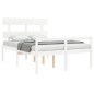 vidaXL Cama personas mayores cabecero madera maciza blanco 120x200 cm vidaXL Cama personas mayores cabecero madera maciza blanco 120x200 cm