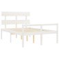 vidaXL Cama personas mayores cabecero madera maciza blanco 120x200 cm vidaXL Cama personas mayores cabecero madera maciza blanco 120x200 cm