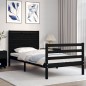 vidaXL Estructura de cama con cabecero madera maciza negro 100x200 cm vidaXL Estructura de cama con cabecero madera maciza negro 100x200 cm