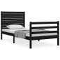 vidaXL Estructura de cama con cabecero madera maciza negro 100x200 cm vidaXL Estructura de cama con cabecero madera maciza negro 100x200 cm