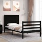 vidaXL Estructura de cama con cabecero madera maciza negro 100x200 cm vidaXL Estructura de cama con cabecero madera maciza negro 100x200 cm