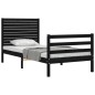 vidaXL Estructura de cama con cabecero madera maciza negro 100x200 cm vidaXL Estructura de cama con cabecero madera maciza negro 100x200 cm