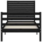 vidaXL Estructura de cama con cabecero madera maciza negro 100x200 cm vidaXL Estructura de cama con cabecero madera maciza negro 100x200 cm