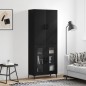 vidaXL Aparador alto madera contrachapada negro 69,5x34x180 cm